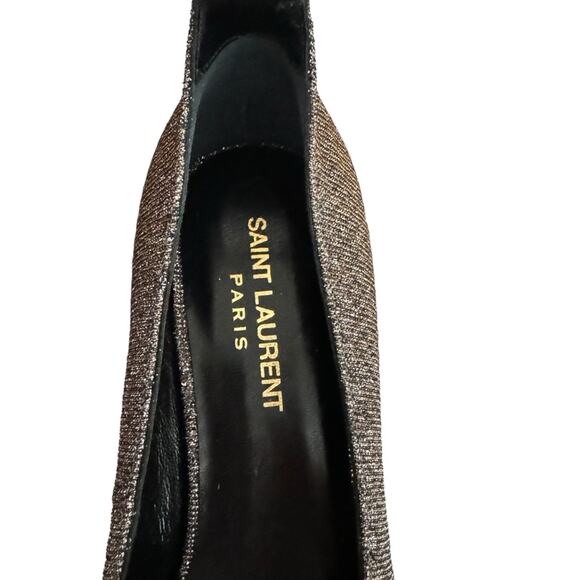 Saint Laurent Metallic Babies Double Ankle Strap Heel 38.5 - Picture 3 of 13